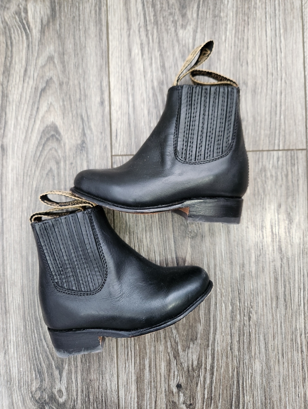 White Diamonds Kid's Botin Charro Piel Negro Black Boots Toddler Size 7